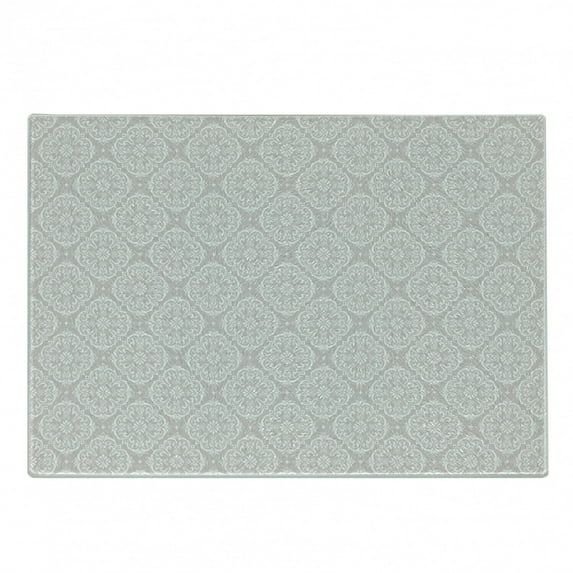 Pastel Cutting Board, Ornamental Baroque Inspired Vintage Print in Soft Tones Feels Victorian Art, Decorative Tempered Glass Cutting and Serving Board, in 3 Sizes, by Ambesonne