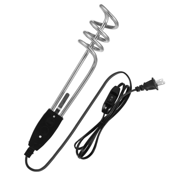 Calentador De Agua De 10 Pulgadas 1000W-110V Elemento De Inmersión Eléctrico Portátil Caldera Calentador De Agua Caliente De Viaje Cubo De 5 Galones Bobina Sumergible Diseño Resistente