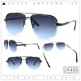 thumbnail image 2 of Mens Luxury Rimless Rectangle Mafia Metal Rim Racer Mob Sunglasses Silver - Navy, 2 of 8