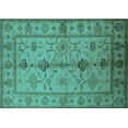 thumbnail image 1 of Ahgly Company Machine Washable Indoor Rectangle Oriental Turquoise Blue Traditional Area Rugs, 7' x 10', 1 of 4