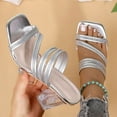 thumbnail image 5 of Viluyesy Women's Heels Sandals, Fashion Rhinestone Square Toe Block Heels Spring Summer Causal Shoes Silver 7, 5 of 9