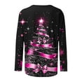 thumbnail image 5 of Qulqfy Womens Christmas Shirts Pink Crewneck Xmas Long Sleeve Plus Size Christmas Tree Sparkle Casual Blouses Funny Christmas Shirts for Women, 5 of 9