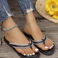 thumbnail image 6 of 2025 Sandals for Women Clearance, Xunlbb Summer New Women's Large Size Rhinestone Flat Toe Sandals Flat Everything Beach Slippers(Black,Size:36), 6 of 6