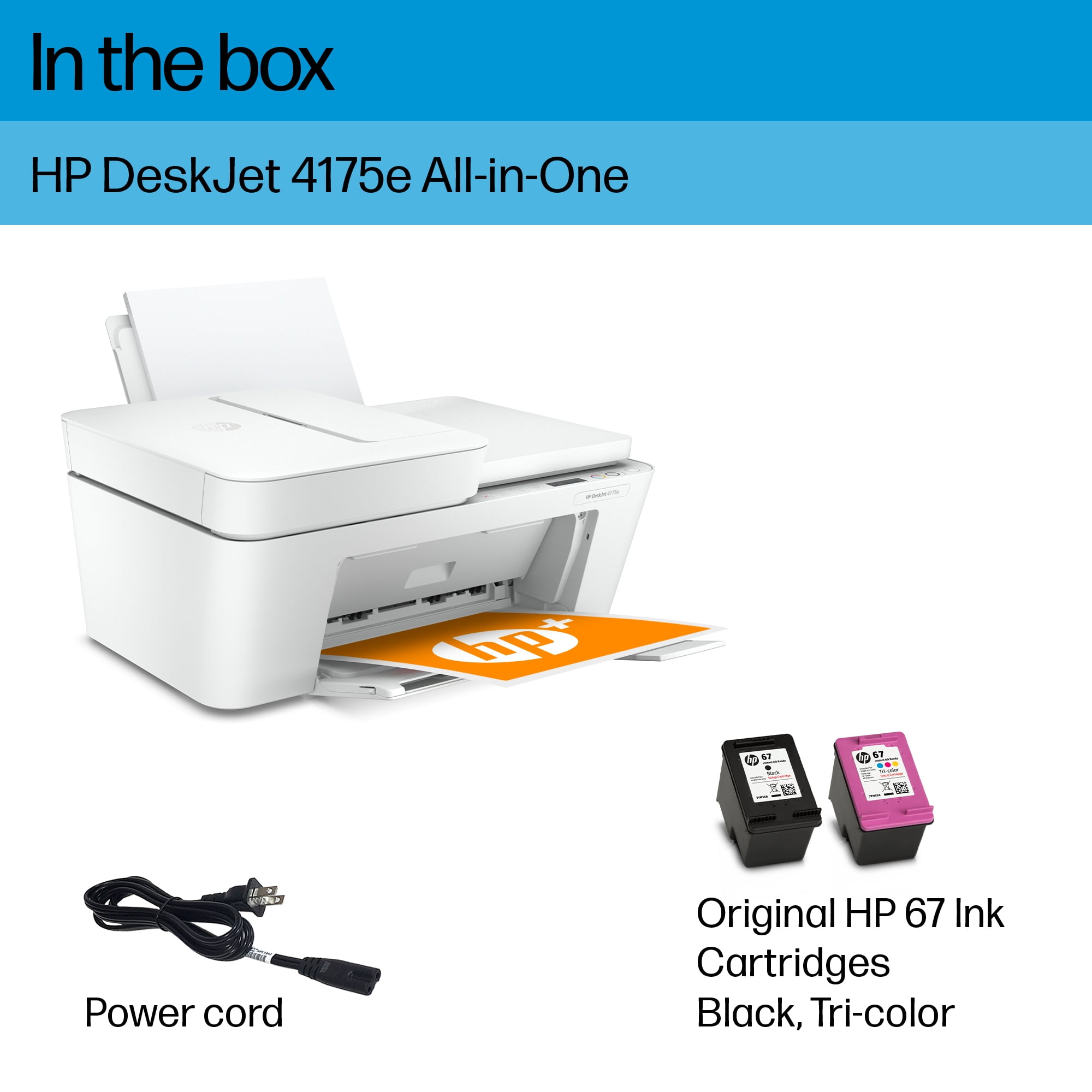 HP DeskJet 4175e Wireless Color All-in-One Inkjet Printer with 6 months Instant Ink included with HP+