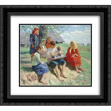 Nikolay Bogdanov Belsky 2x Matted 22x20 Black Ornate Framed Art Print 'Spring Rehearsal'