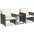 thumbnail image 2 of Gymax Outdoor 3 Pieces Patio Rattan Chair & Coffee Table Set Furniture Set Backyard Poolside, 2 of 5