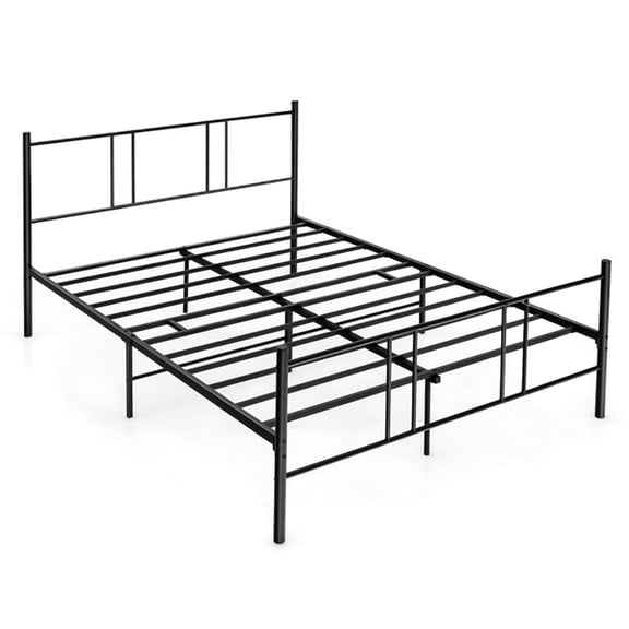 Kepooman Full Size Platform Bed Frame, Metal Bed Frame Heavy Duty Bed Base with Headboard, Slat Support No Box Spring Easy Assemble Suitable for Bedrooms