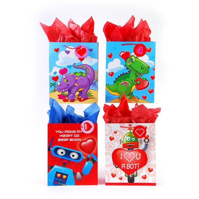 DDI 2130667 Valentine's Day DinoRobot Gift Bag Medium Case of 180