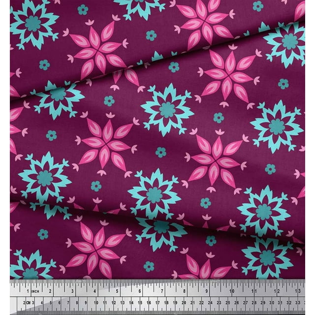Soimoi Poly Georgette Fabric Artistic Floral Print Fabric by the Yard 52 Inch Wide