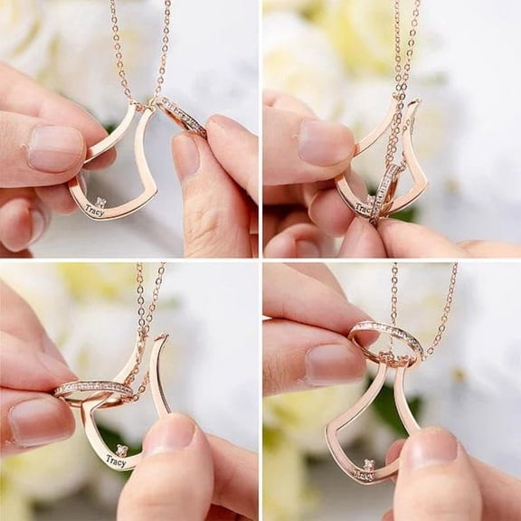 925 Silver Geometric Ring Holder Necklace With CZ Thick Chain Options Ring Size For Gift valentine Gift Engagement Ring Keeper Ring Holder