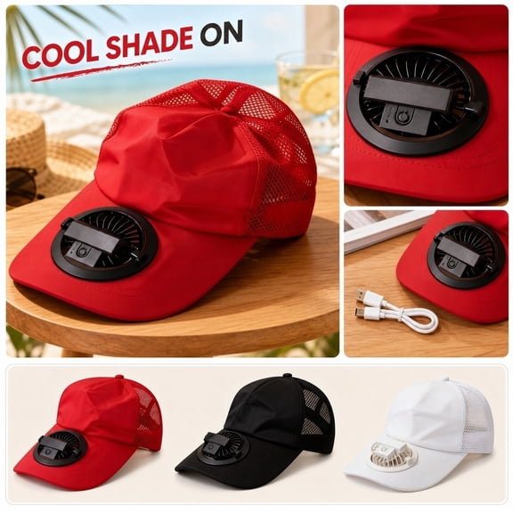 Trgacdwlo Rechargeable Fan Baseball Cap Cooling Sun Hat with Mesh Back, Breathable Uv Blocking Cap for Summer Activities, Hiking, Gardening