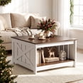 thumbnail image 4 of Gymax 31'' Wooden Square Coffee Table w/Storage Shelf Open Compartment for Living Room, 4 of 10