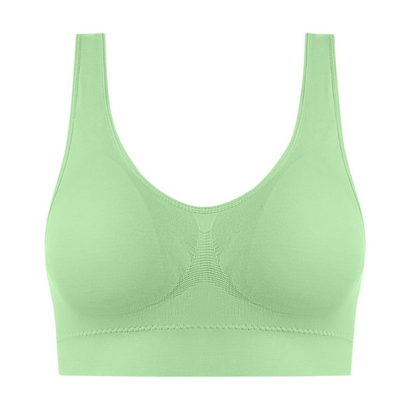 ATOYSOY Sports Bras for Women Comfortable Padded Gathering Bra Supportive Push Up Workout Running Yoga Brassiere (Green,2XL)