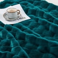 thumbnail image 4 of Home Soft Things Brick Textured Faux Fur Throw Blanket with Micromink Back, Luxury Soft Cozy Fluffy Fluzzy Plush Throw, 60x70 inches, Teal, 4 of 7