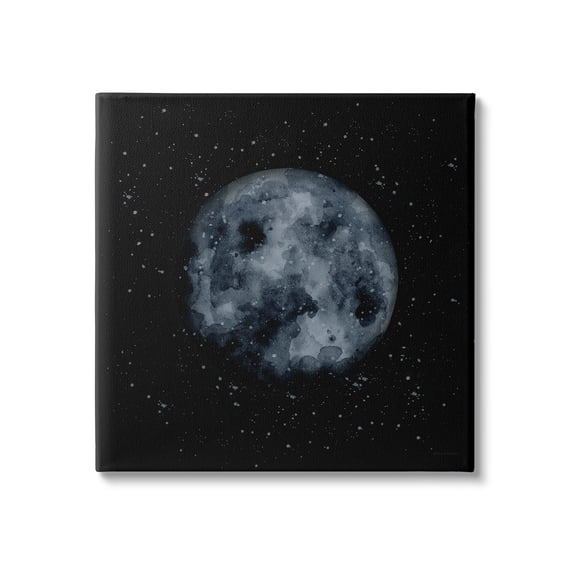 Stupell Industries Obscured Moon Dark Starry Galaxy Watercolor Effect Canvas Wall Art, 30 x 30, Design by Rachel Nieman