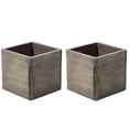 thumbnail image 1 of 4" Square Rustic Wood Planters with Plastic Liner - Set of 2, 1 of 4
