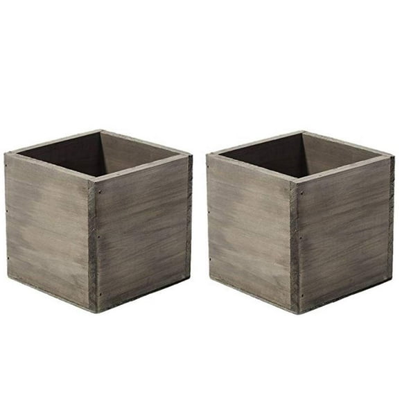 Jardinières Carrées en Bois Rustique de 4 Po avec Doublure en Plastique - Lot de 2