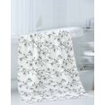 thumbnail image 3 of Grey Spring Floral Towel Set of 3, Soft Microfiber Bath Towels, Hand Towel, Washcloths, Elegant Watercolor Summer Botanical Quick-Dry Absorbent Towels for Bathroom Kitchen Hotel Beach Gym Spa, 3 of 7
