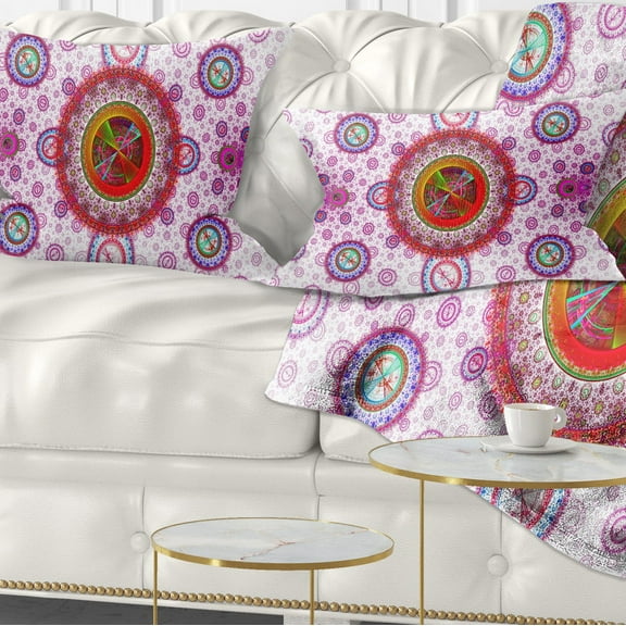 Designart Pink Psychedelic Relaxing Art - Abstract Throw Pillow - 12x20