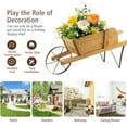 thumbnail image 5 of SOPTY Wooden Wagon Planter, Small Wheelbarrow Wagon Flower, Indoor & Outdoor Raised Bed W/ 9 Magnetic Accessories, Wheel, 2 Handle, Wood Flower Cart Planter for Garden Backyard Holiday-Walnut, 5 of 9