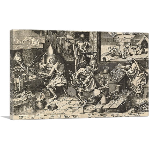 ARTCANVAS The Alchemist Canvas Art Print by Pieter Bruegel the Elder - Size: 12" x 8" (0.75" Deep)