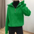 thumbnail image 2 of VISALY Half Zip Pullover Tunic Sweatshirt Turtleneck Sweater Oversize Zipper Knitted Pullover Long Sleeve Solid Color Loose Autumn Winter Office Sweater Soft Pullover Basic Tops Green One Size, 2 of 7