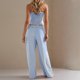 thumbnail image 5 of Pantalones Conjunto Mujeres 2 Piezas Outfits Dressy Raya Impresa sin Mangas Tube Top, Bolsillos de Piernas Anchas, 5 of 9