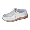 thumbnail image 6 of Womens Loafers Solid Color Lace up Lightweight Boat Shoes Casual Arch Support Slip on Flat Walking Shoes White Size 9, 6 of 7