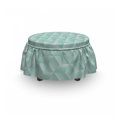 thumbnail image 3 of Geometric Ottoman Cover, Halftone Rhombus Motif, 2 Piece Slipcover Set with Ruffle Skirt for Square Round Cube Footstool Decorative Home Accent, Standard Size, Pale Seafoam White, by Ambesonne, 3 of 5