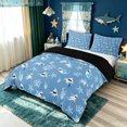 thumbnail image 3 of meiyoeat Kawaii Blue Cartoon Coral Shark Bedding for Boys Girls, Cute Kids Starfish Marine Duvet Cover Full, Blue, Black Reversible, 3-Piece, 1 Duvet Cover and 2 Pillowcases, 3 of 6