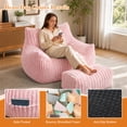 thumbnail image 4 of LaoGeoRon Pink Bean Bag Chair for Adults with Ottomans,Memory Foam Filled Bean Bag Sofa Footrest with Armrests,Removable Washable Cover, 4 of 9
