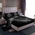 thumbnail image 1 of Musical Note Fitted Sheet Set Full Size 4 Pcs,Chic Gliver Sequins Starry Glitter Print (Not Real) Teens Sheets,Romantic Music Theme Fashion Bedding Sets (1 Fitted,1 Flat,2 Pillowcases), 1 of 6