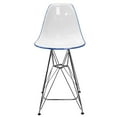 thumbnail image 5 of LeisureMod Cresco Modern Acrylic Barstool with Chrome Base and Footrest for Kitchen and Dining Room (White/Blue), 5 of 9