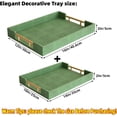 thumbnail image 6 of MODE HOME Green Shagreen Decorative Trays with Gold Handles, Set of 2 Modern Rectangle Faux Leather Serving Trays for Coffee Table, Ottoman & Vanity, 6 of 8