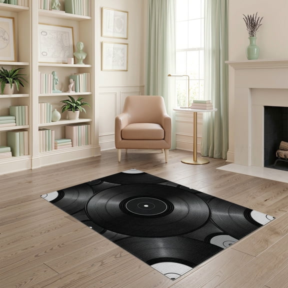 ODIKA Disc Circular Nostalgic Phonograph Spiral Groove Retro Record Stain Resistant Low Profile for Dorm Room, Small Living Apartment