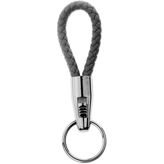 Leather Key Chain Braided Lanyard Keychain Loop (Black)