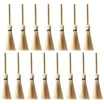 LULULION 15Pcs Mini Dollhouse Brooms Khaki Natural Bamboo Props for Themed Party Miniature Scene