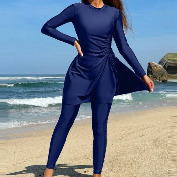 Trajes de baño de una pieza para mujer Trajes de surf de manga larga para mujer Trajes de buceo cortos con almohadillas para el pecho y sin soportes de acero Trajes de baño conservadores Traje de baño