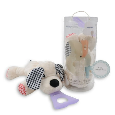 UPC: 0869453000322 | Nissi & Jireh 4 In 1 Pacifier holder plush toy Teether Dog