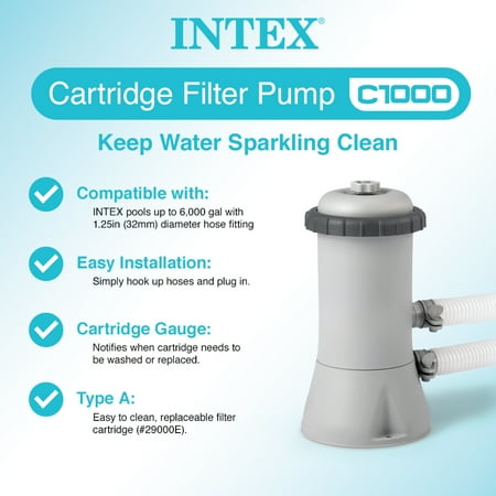 Intex - 1000 GPH Easy Set Above Ground Swimming Pool Filter Pump System + Filters - Multi