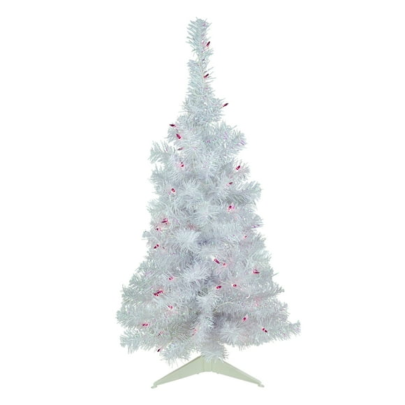 Northlight Pre-Lit Medium Rockport White Pine Artificial Christmas Tree - 3' - Purple Lights