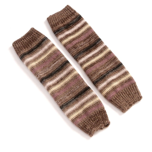 Calentadores de piernas tejidos de lana sintética para mujer, medias coloridas a rayas de Jacquard, cubierta para botas de ganchillo, calcetines hasta la rodilla para esquí y nieve