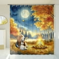thumbnail image 3 of Hello Fall Basset Hound Enjoys Warm Campfire Autumn Night Bright Moon Shower Curtain Bassets Dog Breed Lovers Gifts Idea Waterproof Bathroom Bathtub Curtain - 01008, 3 of 5