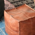 thumbnail image 2 of PU Leather Pouf Cover Hassock Storage Ottoman Cushion Foot Rest Cover Bohemian Home Room Bedroom - brown, 2 of 8