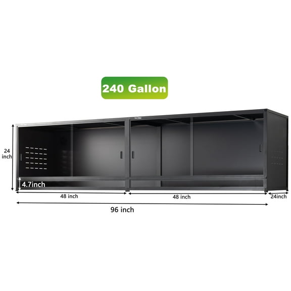 96x24x24in 240Gal Expandable PVC Reptile Enclosure, Large Stackable Terrarium Tank for Snakes Lizards Geckos | ToxiRium