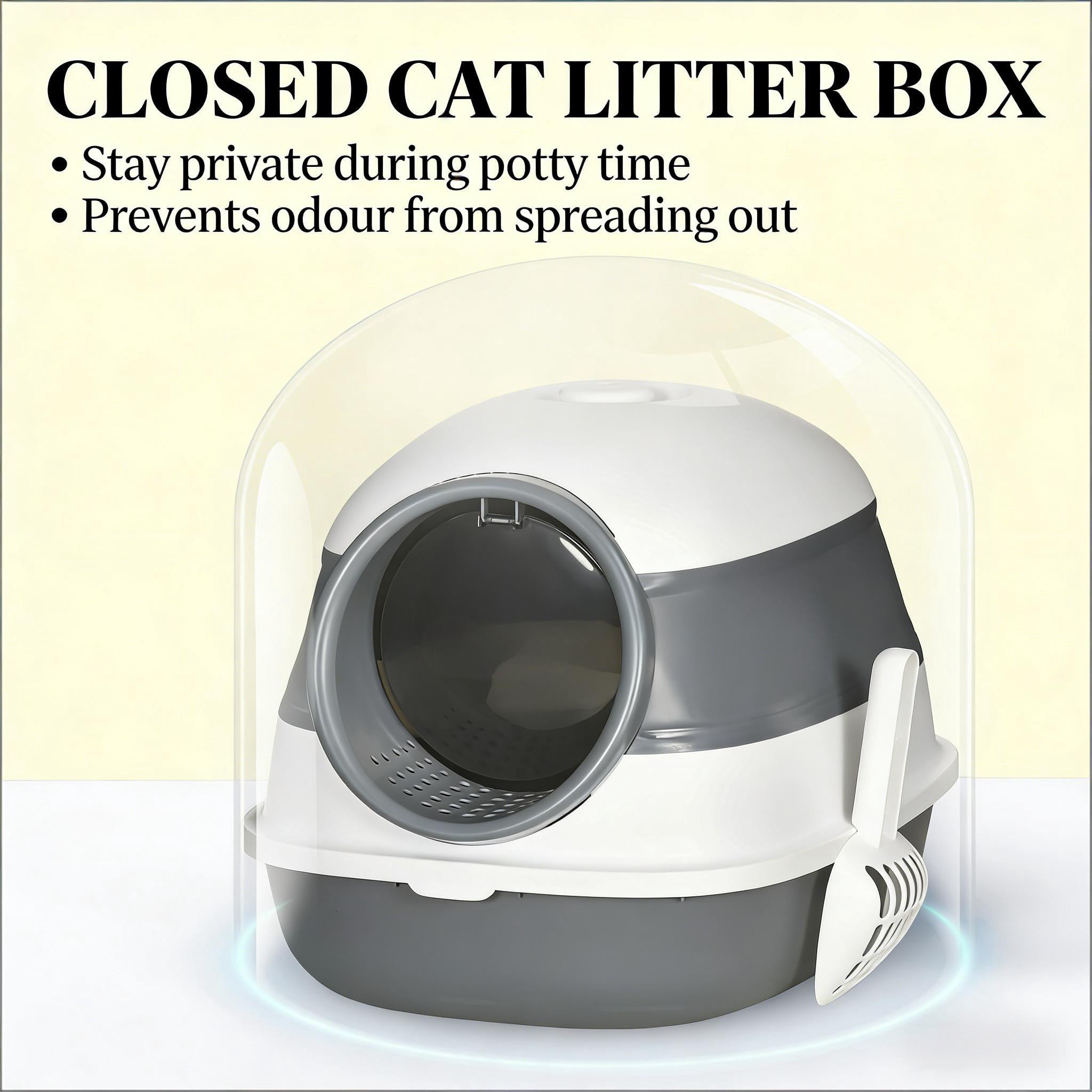 Foldable Enclosed Cat Litter Box with Lid, Anti-Tracking Covered Litter Box Includes Scoop and Air Freshener, High Edge Anti-Splash Design Portable Cat Toilet for Cats Up to 10 lbs