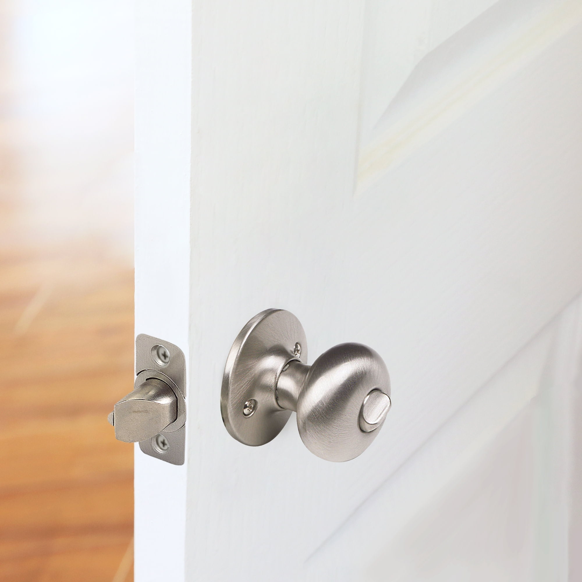 Design House Cambridge Universal 6-Way Privacy Bed and Bath Door Knob, Satin Nickel