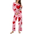 thumbnail image 5 of CZHJS Valentine's Day Long Sleeve Festival Party Holiday Loungewear Womens Pajamas for Women Set Plus Size Matching Outfits Pajama Wide Leg Pants and Scoop Neck Shirts Sets&nbsp; 2 Piece Pj Sets, 5 of 7