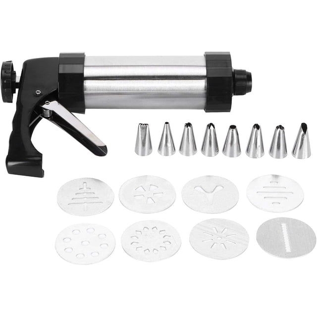 Kit de Prensa para Galletas, Pistola para Galletas para Hacer Galletas y Decoración con 8 Discos de Acero Inoxidable y 8 Boquillas para Uso en la Cocina