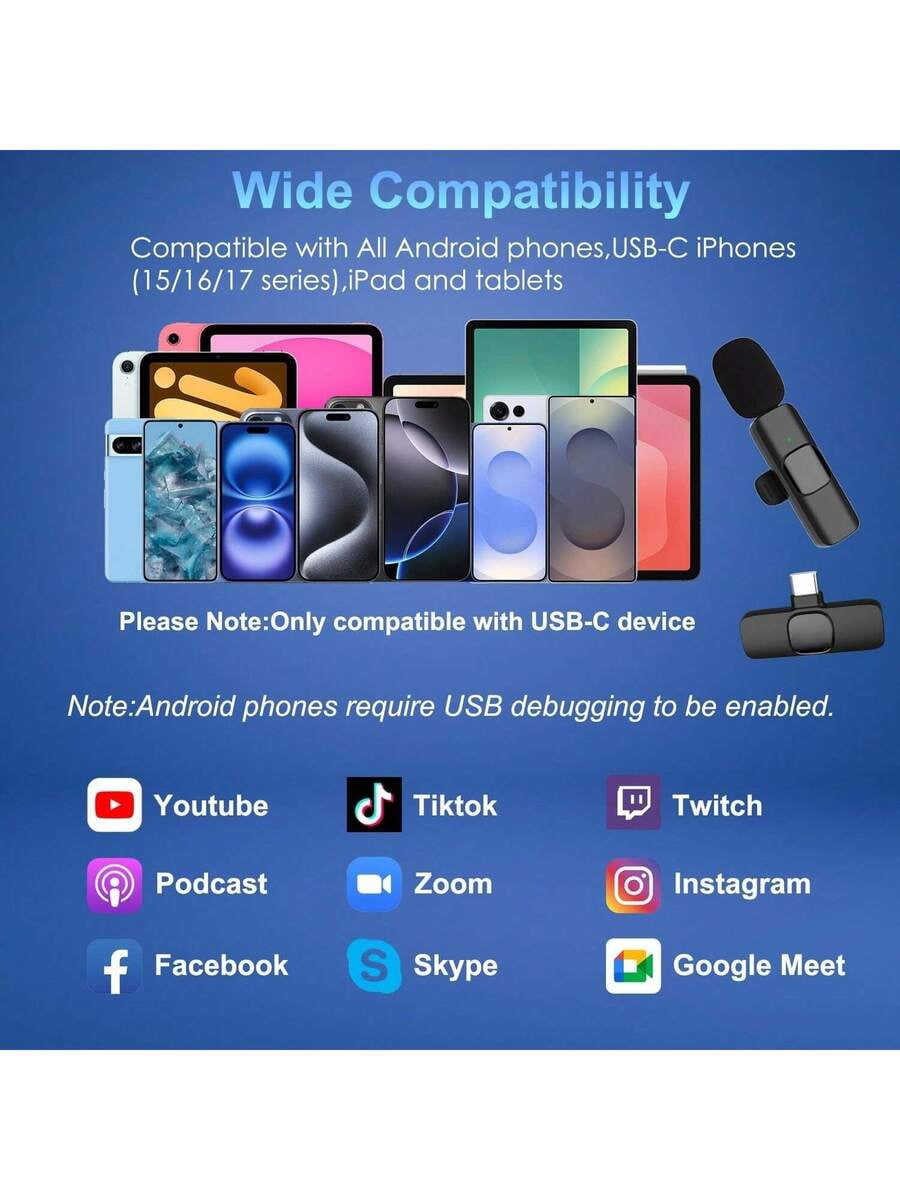 Wireless Lavalier Microphone Plug & PLAY for iphone , Clip-On Lapel Mini lightning Mic for Video Interviews Vlogs Gaming Live Streaming Recording